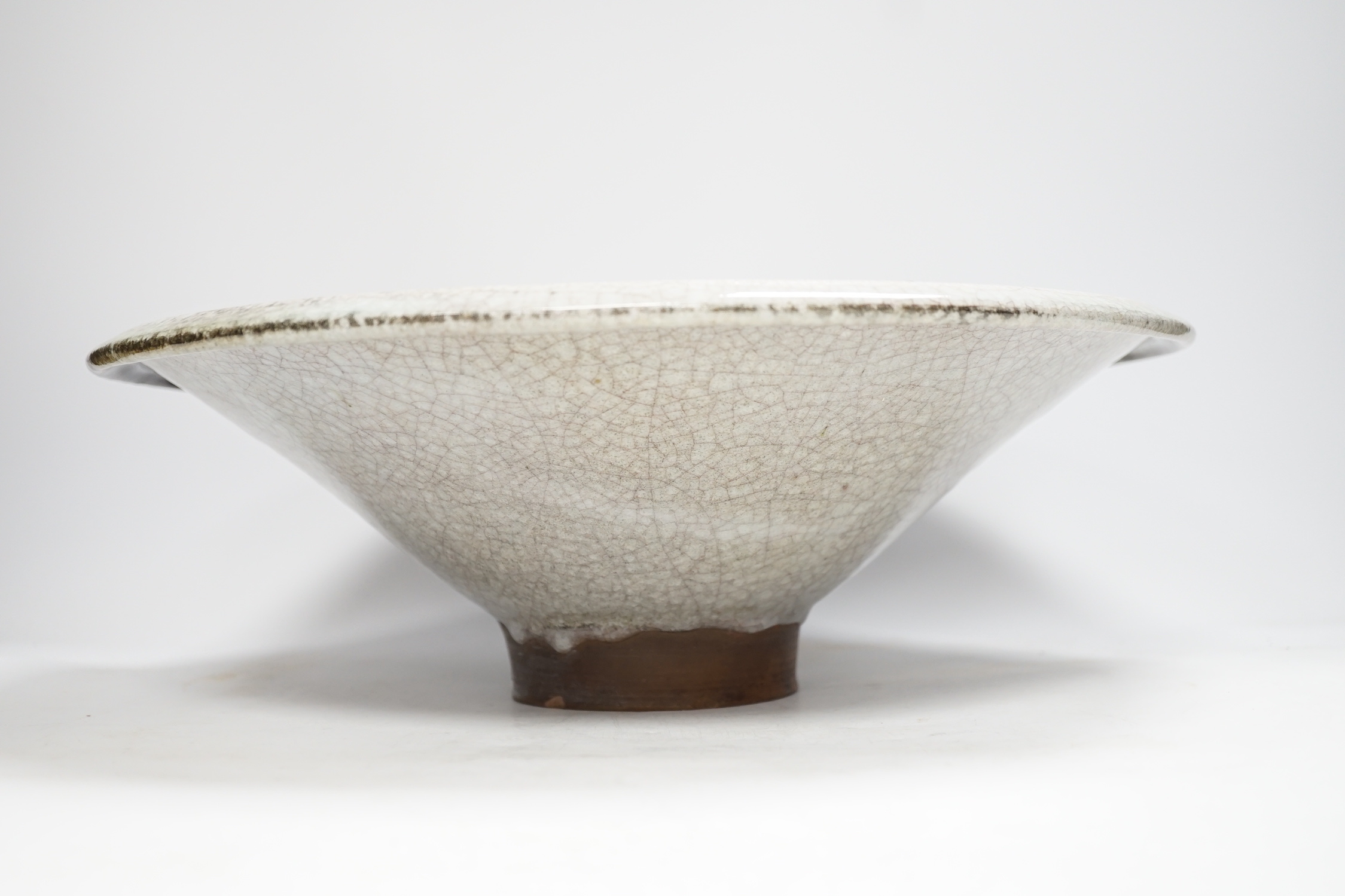 A Studio pottery crackle glaze bowl, 40cm diameter